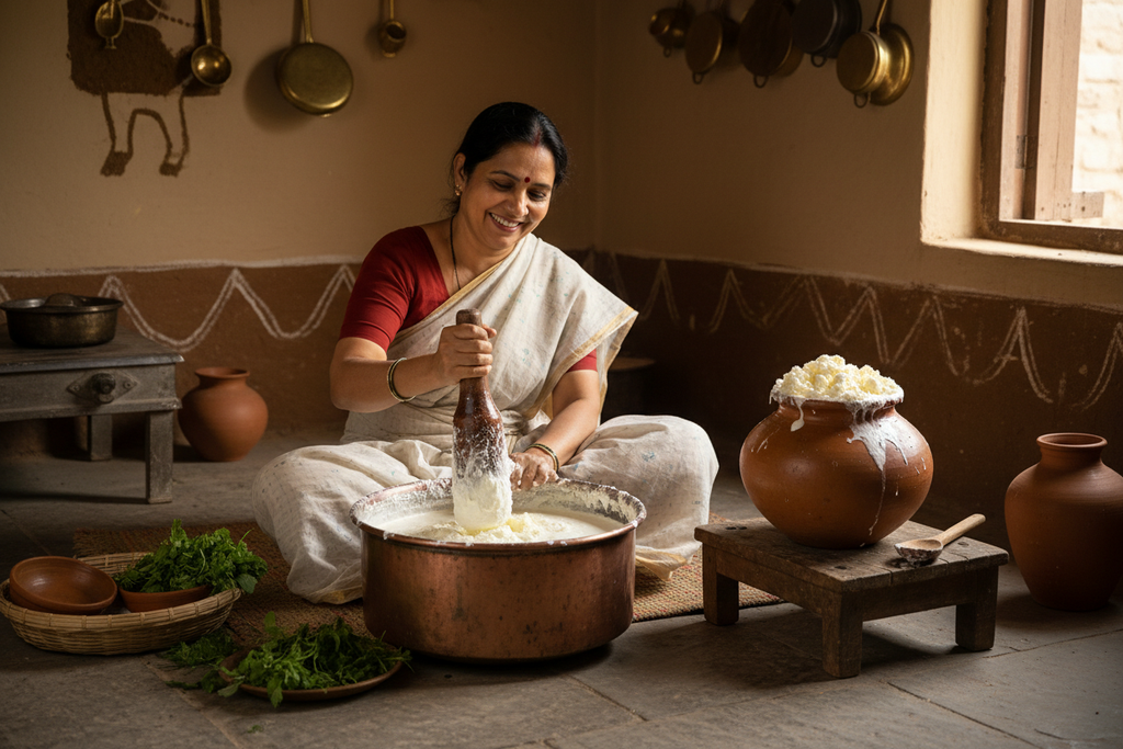 make desi type image for white butter natural making